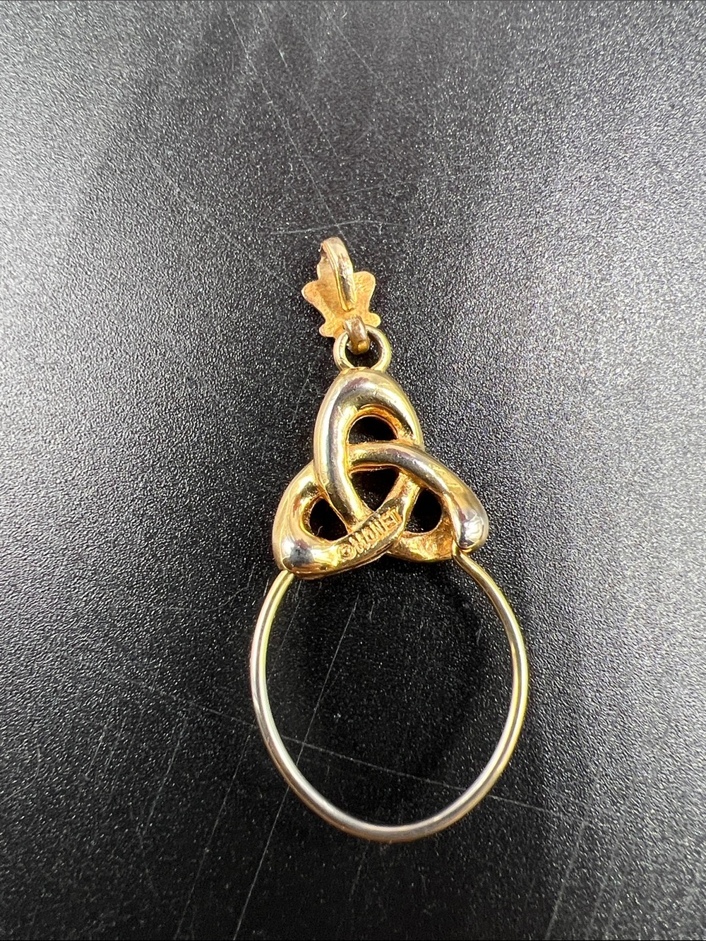 Monet Gold Tone Trinity Knot Charm Holder Pendant 1.5” Hinged Enhancer Vintage - Picture 4 of 9